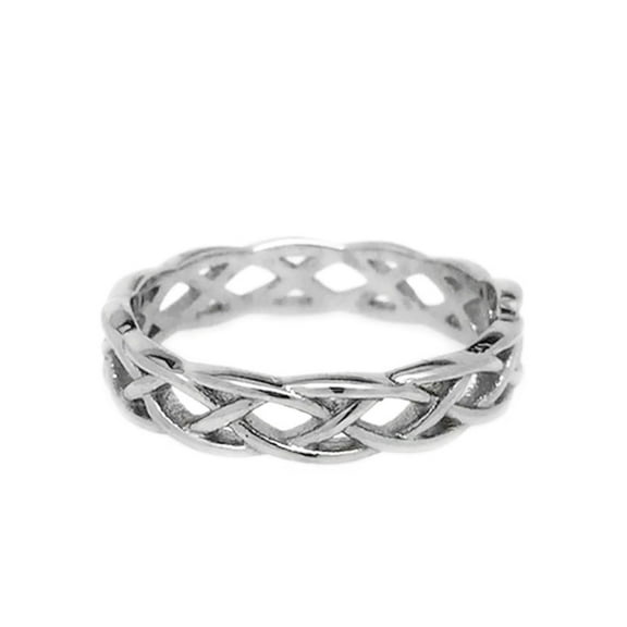 Womens Stainless Steel Silver Celtic Braid Ring Infinity Knot Band (Size 4)