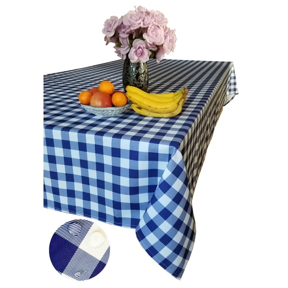 TEKTRUM Rectangular Checker Tablecloth Waterproof 60"x120" Classic Blue and White Tablecloths