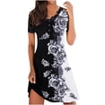 thumbnail image 2 of SMihono Robe d'Été Grande Taille pour Femmes 2023 Mode Aguichant Manches Courtes Imprimé Col en V Dentelle, 2 of 4