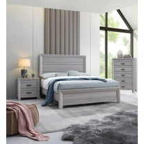 Contemporary Rustic Style 3Pc Queen Size Panel Bed Nightstand Chest Gray Finish Wooden Bedroom Set