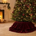 thumbnail image 5 of Christmas Tree Skirt 26.77in Burgundy Velvet-Look Double Ruffle Collar, 5 of 7