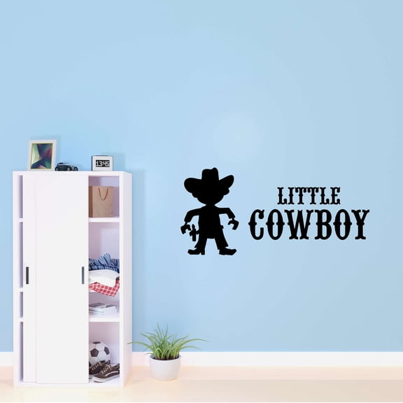 Little Cowboy Cowboys Shierf In Town Shootout Wrangler Chaps Rodeo Horse Pony Bull Steer Stallion Roper Holiday Gift Decorating Ideas Bedroom Wall Decal Sticker - Size: 30 In X 15 In