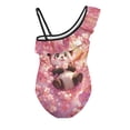 thumbnail image 5 of Uorisanigo Cute Panda Cherry Blossom Swimsuits for Girls One Piece Single Spaghetti Strap Bathing Suit Swimwear Size 3-4 Polyester and Spandex Fabric Outdoor Swimwear, 5 of 7