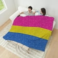 thumbnail image 4 of CafePress - Faux Glitter Pansexual Pride Flag Background - Large Plush Fleece Throw Blanket, 80" L x 60" W, 4 of 4