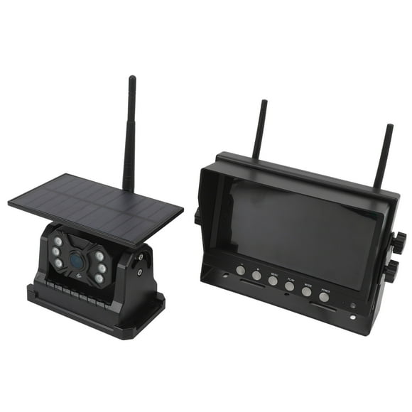 7in Rearview Camera Display, 2CH Recording Magnetic Solar Wireless Backup Camera High Definition for RVs for Trailers