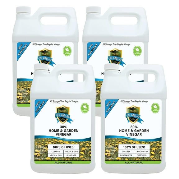 Natural Armor 30% Concentrated Industrial Strength Vinegar for Home & Garden & Literally Hundreds of Other Uses. 6X Stronger Than Regular Vinegar (CASE OF (4) 128 OZ GALLON REFILLS)