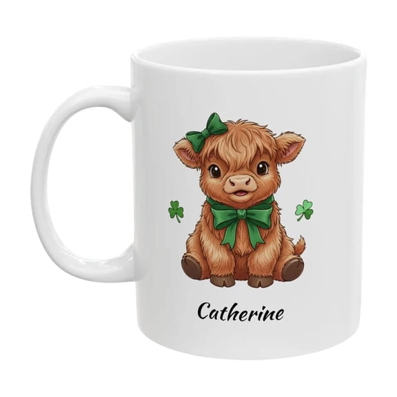 Japceit St. Patrick's Day Ceramic Mug, Festive Cow and Clover Pattern Coffee Cup, Irish Holiday Themed Mug for Hot Beverages, Gift, Kitchen, Office Use