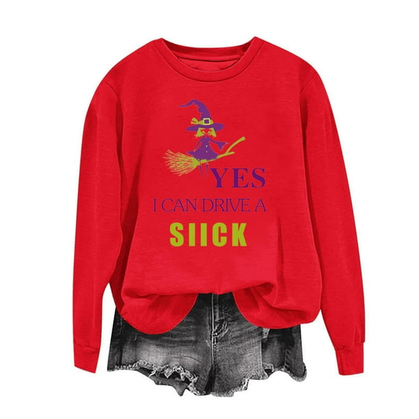 Heisall Womens Hoodies Halloween Print Long Sleeve Loose Casual Crew Neck Sweatshirts 2025 New Arrival Fashion Style