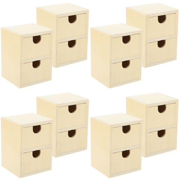 4 PCS Mini Wooden Drawers Small Unit Unpainted Blank DIY
