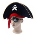 thumbnail image 1 of New Caribbean Pirate Captain Hat with Red Ribbon for Halloween Masquerade Cosplay, 1 of 5