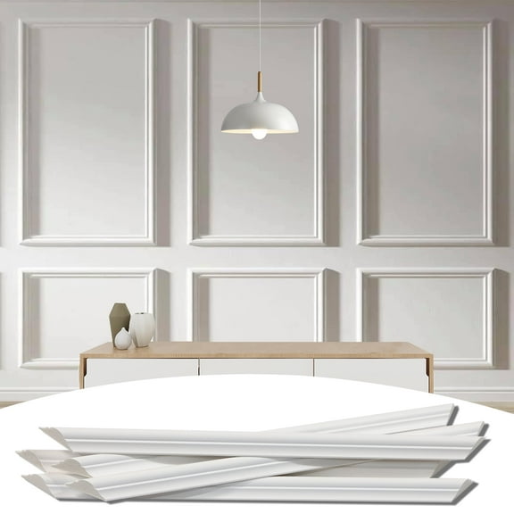 6-Frame Premade Accent Wall Molding Kit, Ready-to-Assemble Wainscoting Panels, Pre-Cut Chair Rail Moulding Trim for Home Décor