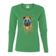 thumbnail image 2 of Bear Painting Splatter Abstract Art Animal Lover Womens Graphic Long Sleeve T-Shirt, Kelly, 2XL, 2 of 3