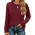 thumbnail image 2 of Fantaslook Womens Tops Textured Long Sleeve Shirts Casual Fall Tops Lightweight Pullover, 2 of 8