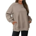 thumbnail image 4 of Harpily Clothing! Sweatshirts for WomenWomens Oversized Sweatshirts Crewneck Long Sleeve Tops Pullover Fall Fashion Clothes With Pocket Khaki L, 4 of 7