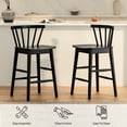 thumbnail image 7 of EYYTHUNG Wood Bar Stool Set of 6, 24-Inch Farmhouse Counter Height Stool Chairs with Ergonomic Curved Back & Solid Wood Legs, Rustic Kitchen Bar Chair, Black, 7 of 7
