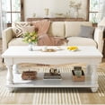 thumbnail image 5 of Homieasy Coffee Table, 2-Tier Farmhouse Coffee Table with Storage for Living Room, White, 5 of 8
