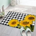 thumbnail image 4 of Sunflower Kitchen Mat Set of 2, Bright Sunflower on Black White Buffalo Plaid Check Summer Microfiber Kitchen Rug TPR Non-Slip Backing Doormat Runner Rug Set Comfort Floor Mat, (17" x 30"+17" x 47"), 4 of 6