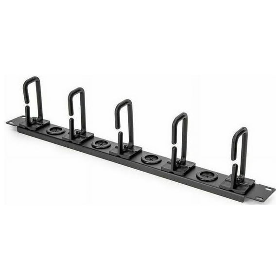 Rocstor 1U Server Rack Cable-Management Panel - Cable Management Panel - Black - 1 - 1U Rack Height - 19" Panel Width - Steel, Plastic