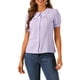 thumbnail image 1 of BLUSA DE MUJER CON COLLAR PETER PAN EN CONTRASTE, MANGAS CORTAS ABULLONADAS, CAMISA DE CUADROS, TALLA XL, MORADO, 1 of 6