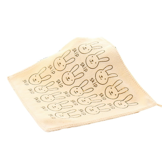 Flmtop Towel Square/Rectangle Cartoon Rabbit Print Microfiber Soft Bath Feeding Washcloth for Newborn Baby