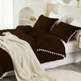 thumbnail image 5 of DNG Luxury 1 Piece Pom Pom Plain Pattern Comforter Set, 800 Thread Count, 100% Egyptian Cotton, White Vintage Pom-Pom Fringe Super Soft (Twin/Twin XL Size Chocolate Color), 5 of 9