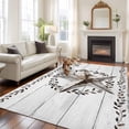 thumbnail image 2 of 5'x7' Area Rugs for Living Room Bedroom, Western Stars Retro Washable Rug Carpet Runner Indoor Outdoor, Wheat Rings Farmhouse Wooden Stripes Non Slip Floor Mats Area Rug for Kitchen, Nursery, 2 of 8