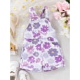 thumbnail image 2 of Suagox Toddler Girls Overalls Flower Print Sleeveless Straps Buttons Pockets Shortall Summer Kids Romper Jumpsuit for 6-24 Months and 2-4 Years Old Baby, 2 of 10