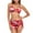 Red, variant on Srogem Women's 3 Piece Swimsuits Sexy Bikini Sets Triangle Bathing Suit Cover Up Beach Skirt Bottom Ruched Tie Swimwear