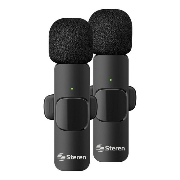 Micrófonos inalámbricos de solapa USB / USB C / Lightning, 20 m de alcance negro