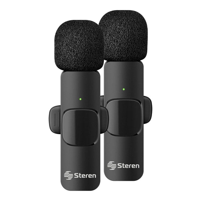 Micrófonos inalámbricos de solapa USB / USB C / Lightning, 20 m de alcance negro