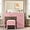 Light Pink, variant on Makeup Vanity with Large Mirror and LED Lights, Vanity Desk Set with Power Outlet & Chair & Dressing Table Stool Set for Dressing Room, Pearl White