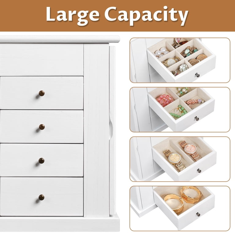 Sfugno 5-Layer Large Wooden Jewelry Box with Mirror photo 6