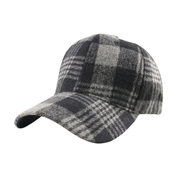Gorra de béisbol de algodón liso ajustable a cuadros de invierno