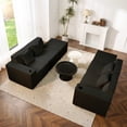 thumbnail image 5 of 133" Cloud Couch, Black Boneless Sectional Sofa for Living Room, 6-Seater U-Shaped Sofa, Corduroy Deep Seat with 2 Ottomans and Cup Holders, No Assembly, 5 of 14