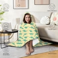 thumbnail image 4 of Wearable Blanket,LightYellow Green Dinosaurs Silhouettes Pattern Hooded Wearable Flannel Blanket for Adults & Teens,Winter Poncho Shawl Wrap Cape Cozy Anti-Pill,50"x60", 4 of 5
