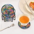 thumbnail image 3 of Yayeee 6 PCS Drink Coasters with Holder Set Woven Absorbent Round Tabletop Hot Pad, Art Plants, 3 of 7