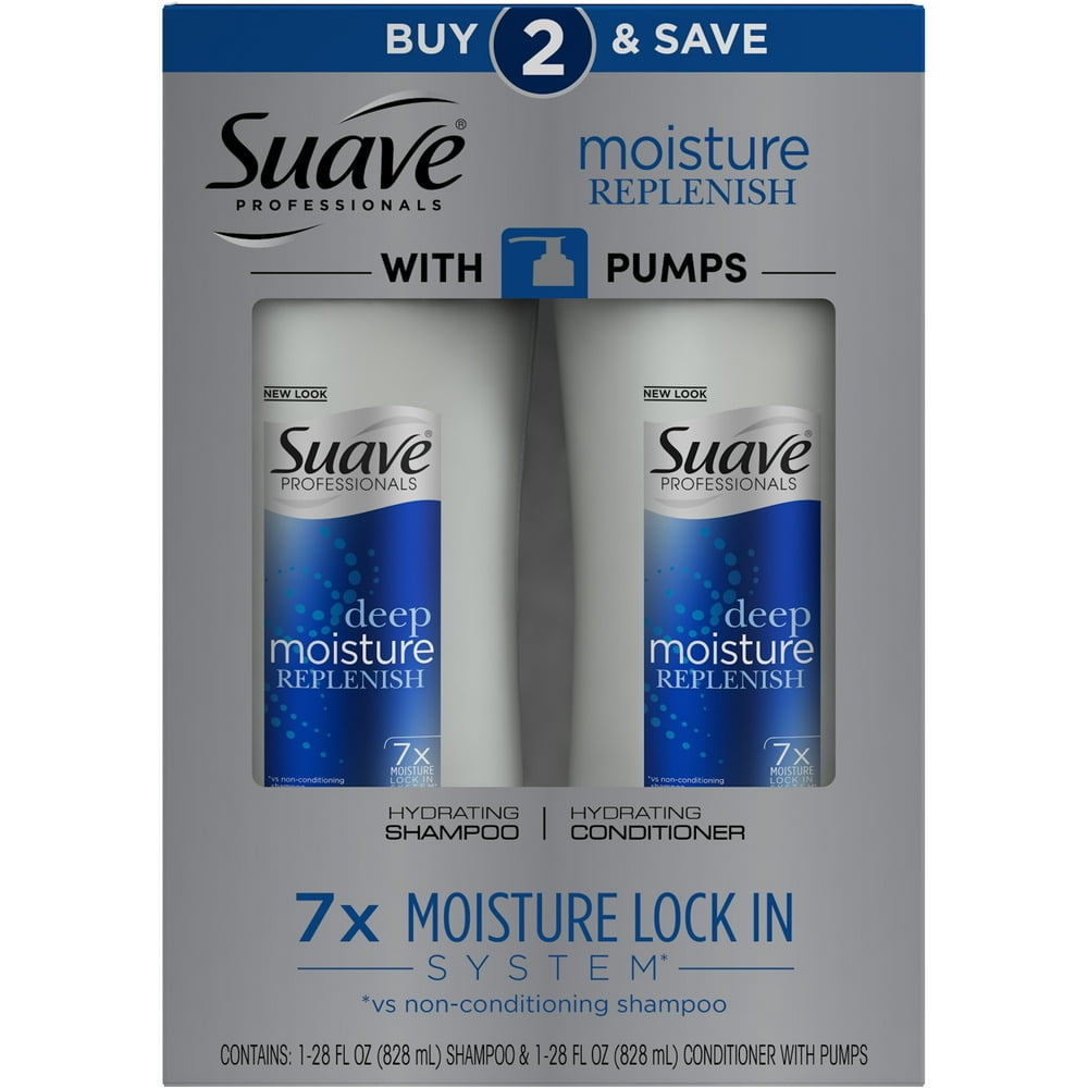 Suave Deep Moisture Moisturizing Shampoo and Conditioner 28 oz, 2 count