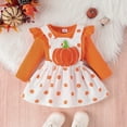 thumbnail image 4 of GYRATEDREAM Newborn Infant Girls Halloween Outfit Toddler Baby Ruffle Long Sleeve Pumpkin T-Shirt Top + Suspender Skirt 2Pcs Set for 0-18 Months, 4 of 8