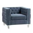 thumbnail image 2 of Lexicon Orina Button Tufted Velvet Chair in Dark Blue, 2 of 6