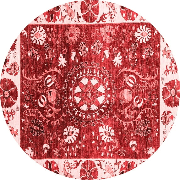 Ahgly Company Machine Washable Indoor Round Oriental Red Traditional Area Rugs, 3' Round