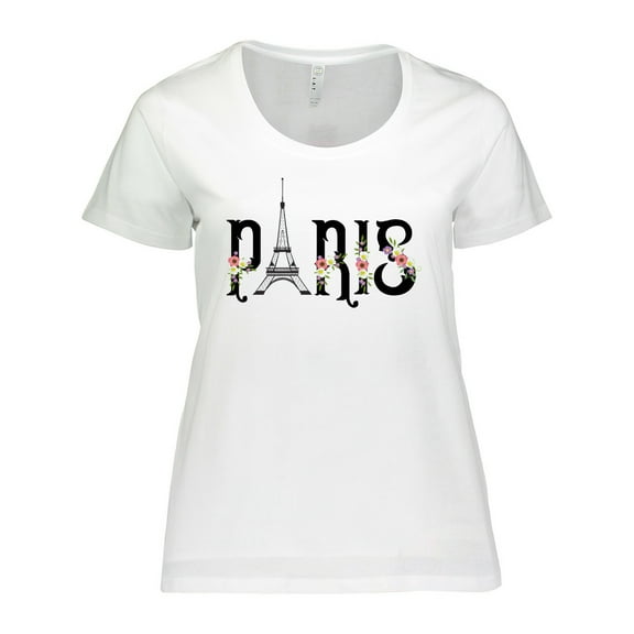 Inktastic Paris Eiffel Tower with Flowers Women's Plus Size T-Shirt