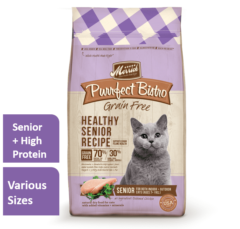 Merrick Purrfect Bistro GrainFree Healthy Senior Recipe Dry Cat Food, 7 lb