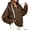 Brown, variant on Women's Quarter Zip Oversized Hoodie Side Split Workout Thermal Pullover Loose Fit College Sweatshirt with Drawstring Hood