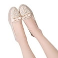 thumbnail image 2 of Lovskoo 2024 Women's Slip On Flats Sandals Closed Toe Bow Knot Four Seasons Sandals Rhinestone Mesh Pearl Loafers White, 2 of 8