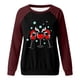 thumbnail image 3 of Gibobby Sudadera navideña mujer Sudadera casual con estampado navideño para mujer, cuello redondo, manga larga, sudadera raglán(Vino,XG), 3 of 4