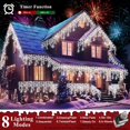 thumbnail image 2 of XURISEN Icicle Christmas Lights Outdoor 480 LED 50ft 90 Drops with 8 Modes Fairy Lights,Plug in Waterproof Timer Memory Function for Christmas Holiday Wedding Party Decorations(Cool White), 2 of 8