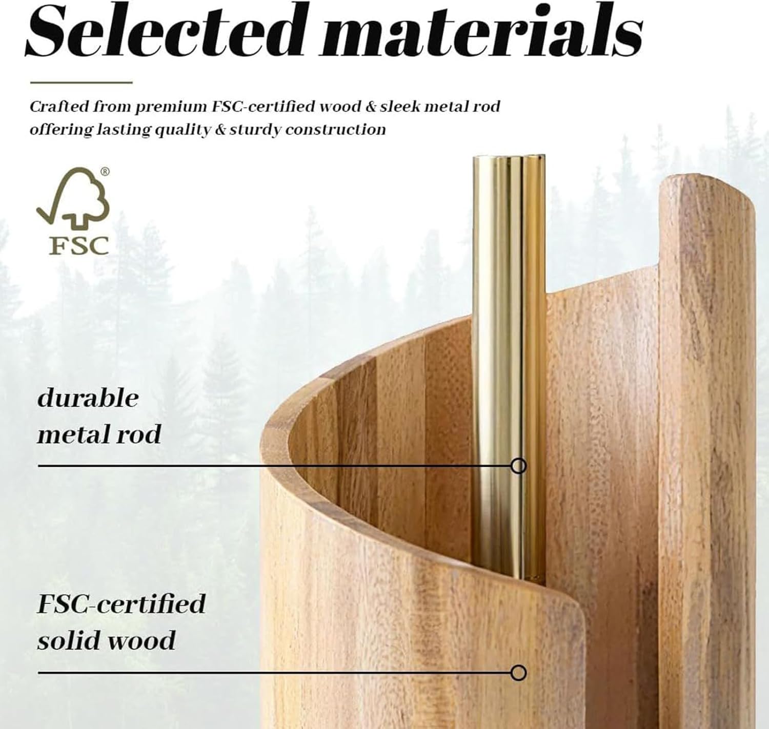 Wooden Paper Towel Holder - Stylish Wooden Roll Holder, Farmhouse Paper Towel Stand | Reusable Roll Stand for Bathroom Dining Table Cabinet Farmhouse Shelf Home Apartment