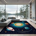thumbnail image 2 of ODIKA 8'x10' Washable Area Rug Durable, Non-Slip Playroom Rocket Galaxy Motifs Science Theme Classroom Themed for Living Room, Under Sectional, Family, 2 of 7