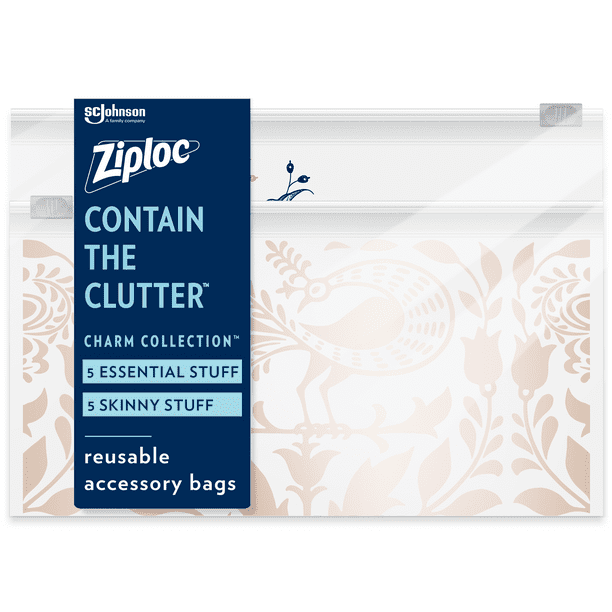 Ziploc Brand Charm Collection Accessory Bags (5 Essential and 5 Skinny), 10 Total Bags Walmart