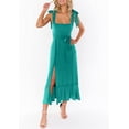 thumbnail image 4 of Women's Elegant Bridesmaid Dresses Square Neck Ruffle Split Midi Formal Dress for Wedding Guest Cocktail Party, 4 of 5